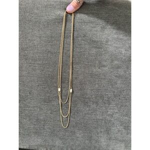 Vintage Avon‎ Three Strand Gold Toned Necklace with Pearl Beads